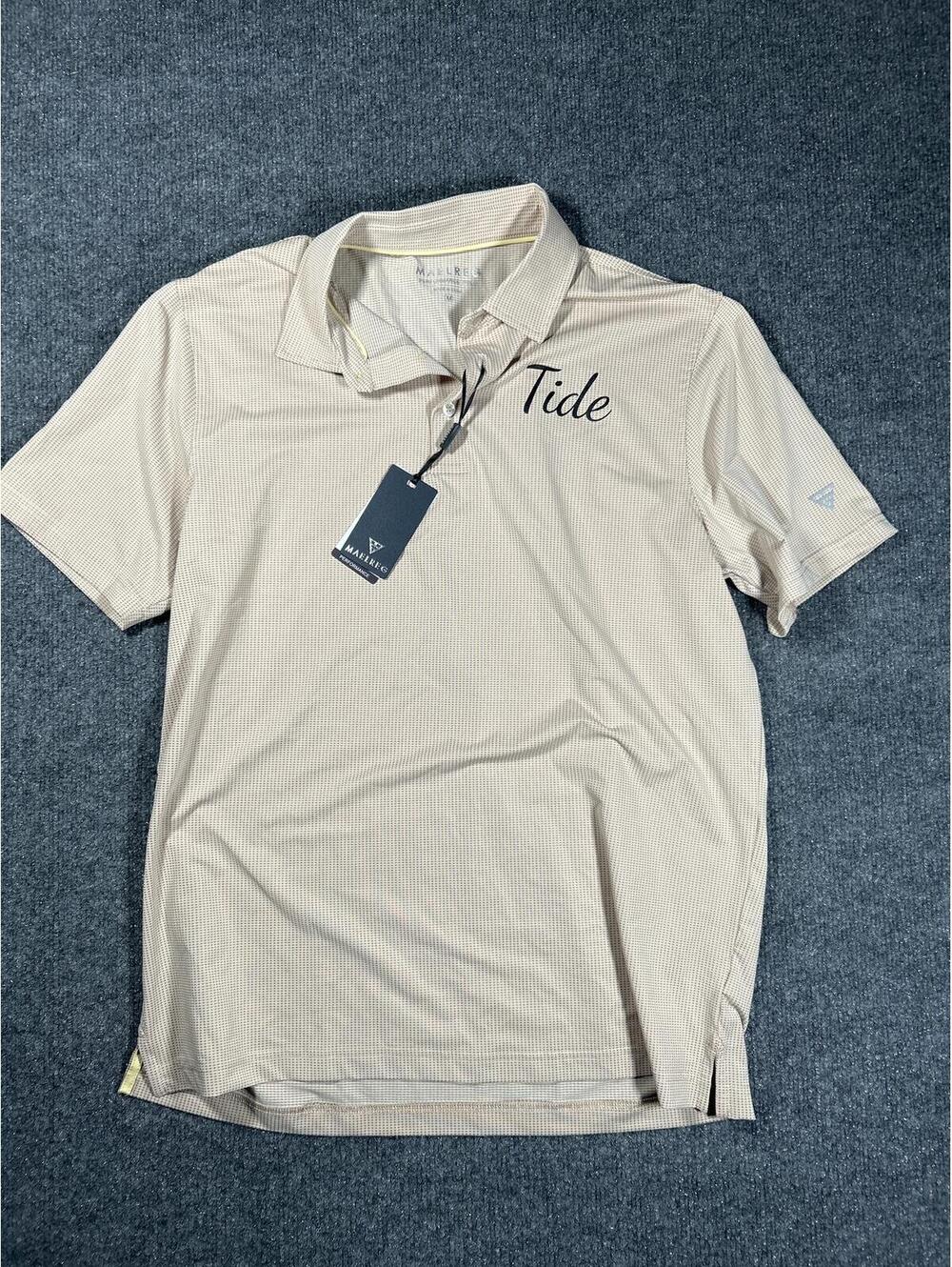 Marc Beige Polo Shirt with 'Tide' Print, Size M